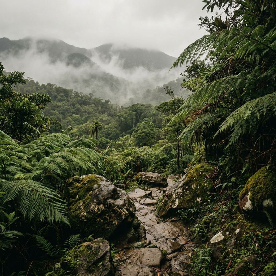 Hiking trail in El Yunque rainforest, Puerto Rico