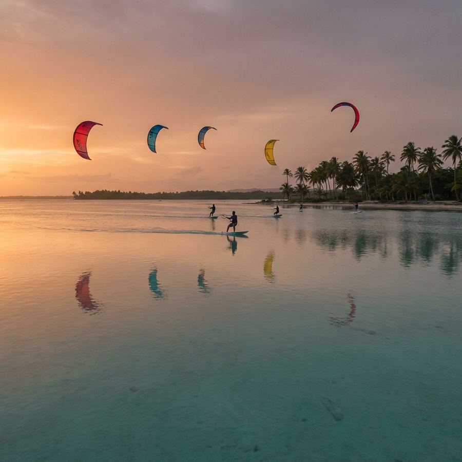 Kitesurfing on a Puerto Rico lagoon