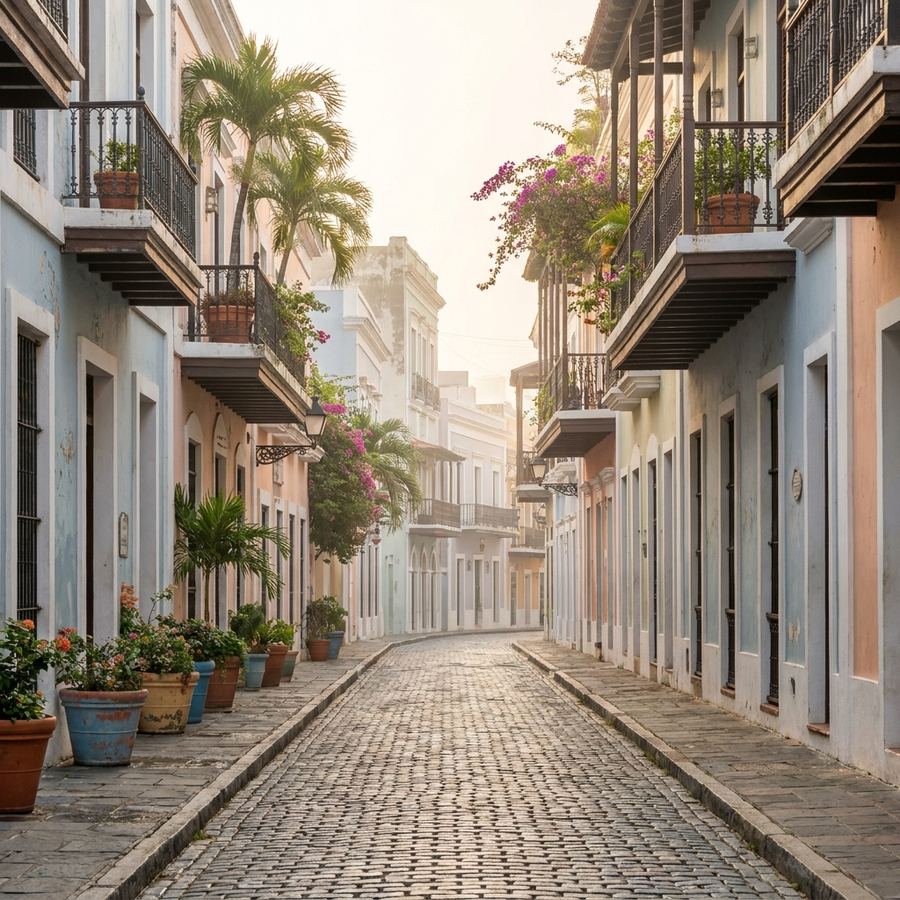 Colorful colonial houses of Old San Juan, Puerto Rico